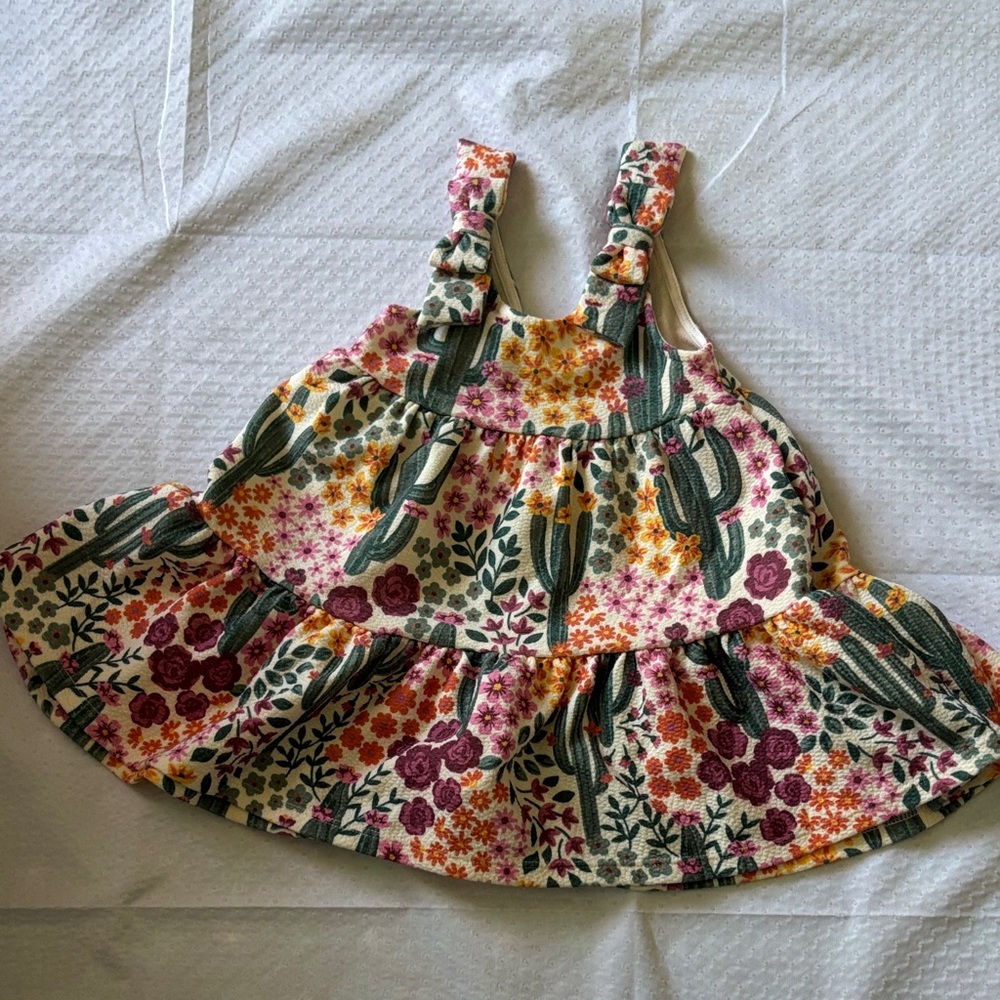 Floral and Cactus Print Dress